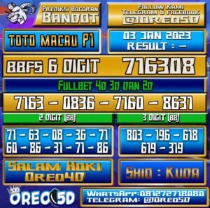 Bocoran Togel TotoMacau P1 3 Januari 2023