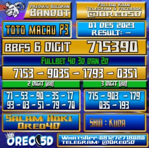 PREDIKSI TOTO MACAU P3 1 Januari 2023