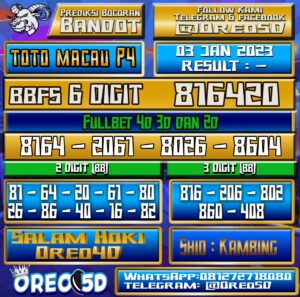 PREDIKSI TOTO MACAU P4 3 Januari 2023