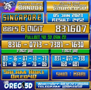 Bocoran Togel SINGAPORE 5 Januari 2023