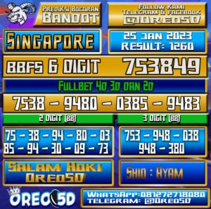 Bocoran Togel SINGAPORE 25 Januari 2023