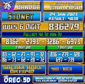 Bocoran Togel SYDNEY 24 Januari 2023