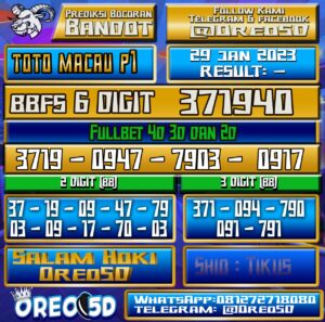 Bocoran Togel TotoMacau P1 29 Januari 2023