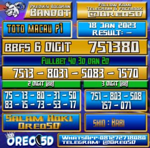Bocoran Togel TotoMacau P1 18 Januari 2023