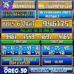 PREDIKSI  TOTO MACAU P5 10 Februari 2023