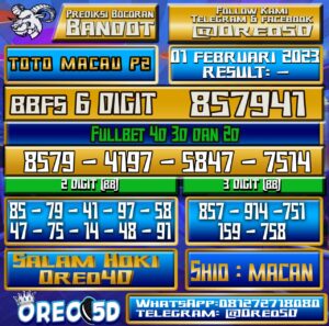 PREDIKSI TOTO MACAU P2 01 Februari 2023