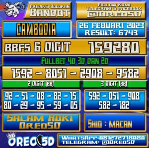 Bocoran Togel Cambodia 26 Februari 2023