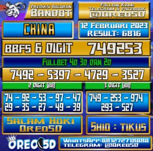 Bocoran Togel China 12  Februari 2023