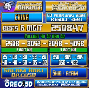 Bocoran Togel China 03 Februari 2023