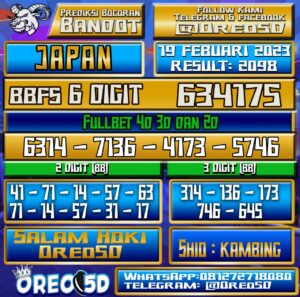 Bocoran Togel JAPAN 19  Februari 2023