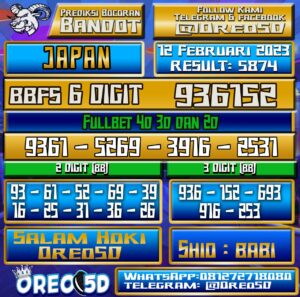 Bocoran Togel JAPAN 12 Februari 2023