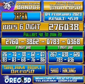 Bocoran Togel JAPAN 04 Februari 2023