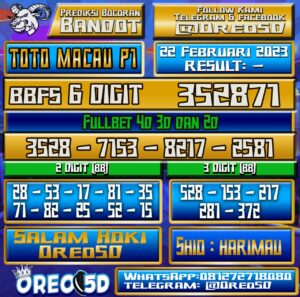 PREDIKSI  TOTO MACAU P1 22Februari 2023