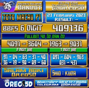 PREDIKSI TOTO MACAU P1 23 Februari 2023