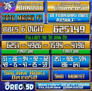 PREDIKSI TOTO MACAU P1 18 Februari 2023