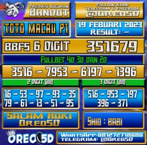 PREDIKSI  TOTO MACAU P1 19 Februari 2023