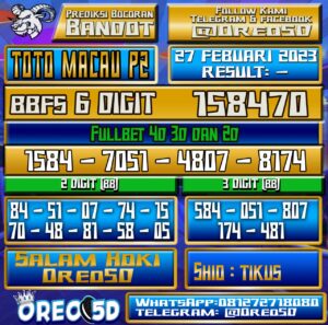 PREDIKSI  TOTO MACAU P2 27 Februari 2023