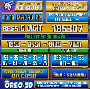 PREDIKSI  TOTO MACAU P2 18 Februari 2023