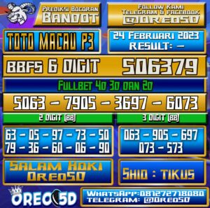 PREDIKSI  TOTO MACAU P3 24 Februari 2023