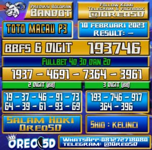 PREDIKSI  TOTO MACAU P3 10 Februari 2023