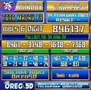 PREDIKSI  TOTO MACAU P3 14 Februari 2023