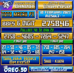 PREDIKSI TOTO MACAU P3 18 Februari 2023