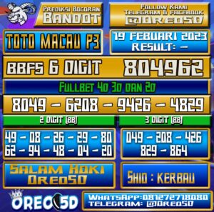 PREDIKSI TOTO MACAU P3 19 Februari 2023