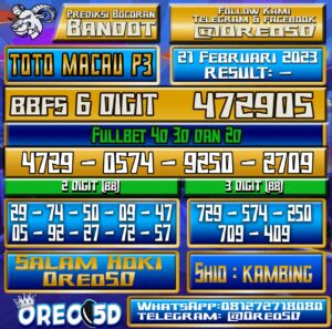 PREDIKSI TOTO MACAU P3 21 Februari 2023
