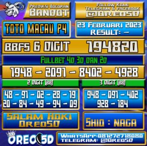 PREDIKSI TOTO MACAU P4 23 Februari 2023