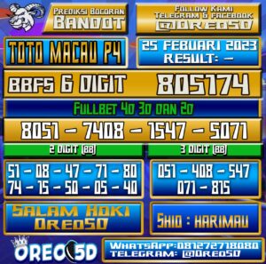 PREDIKSI TOTO MACAU P4 25 Februari 2023