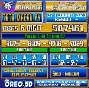 PREDIKSI  TOTO MACAU P4 27 Februari 2023