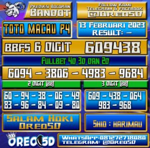 PREDIKSI  TOTO MACAU P4 13 Februari 2023