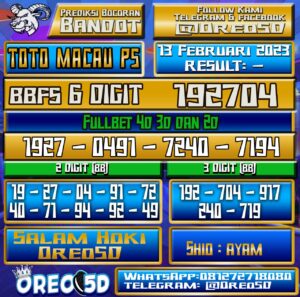 PREDIKSI  TOTO MACAU P5 13 Februari 2023