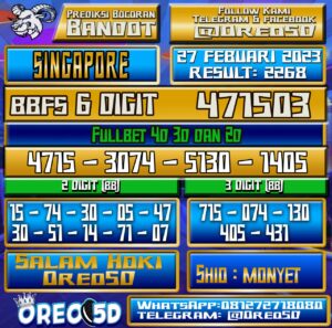 Bocoran Togel SINGAPORE 27 Februari 2023