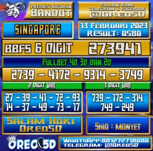 Bocoran Togel SINGAPORE 13 Februari 2023