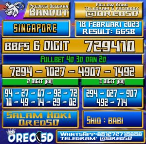 Bocoran Togel SINGAPORE 18 Februari 2023