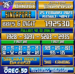 Bocoran Togel SINGAPORE 25 Februari 2023