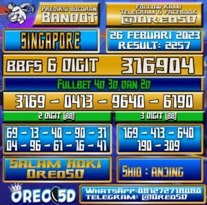 Bocoran Togel SINGAPORE 26 Februari 2023