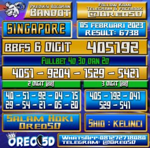 Bocoran Togel SINGAPORE 05 Februari 2023