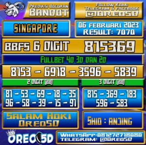 Bocoran Togel SINGAPORE 06 Februari 2023