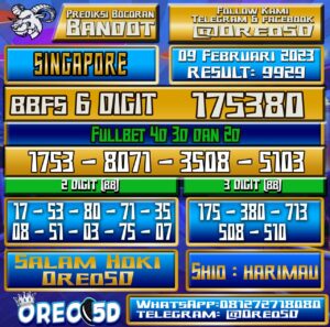 Bocoran Togel SINGAPORE 09 Februari 2023