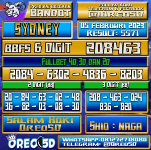 Bocoran Togel SYDNEY 05 Februari 2023