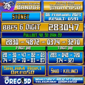 Bocoran Togel SYDNEY 06 Februari 2023