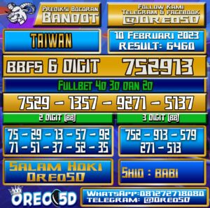 Bocoran Togel TAIWAN 10  Februari 2023