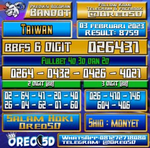 Bocoran Togel TAIWAN 03 Februari 2023