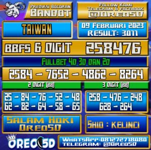 Bocoran Togel TAIWAN 09 Februari 2023