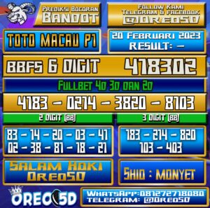 PREDIKSI TOTO MACAU P1 20 Februari 2023