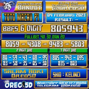 Bocoran Togel TotoMacau P1 04 Februari 2023