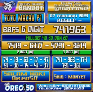 Bocoran Togel TotoMacau P1 07 Februari 2023