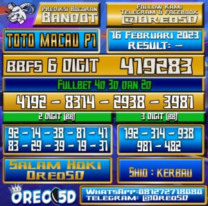 PREDIKSI TOTO MACAU P1 16 Februari 2023